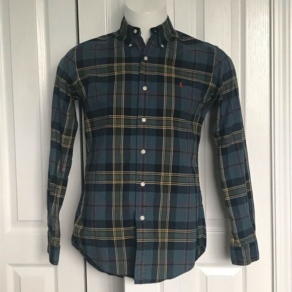 Polo by Ralph Lauren Blue and Yellow Plaid Dress Shirt - Picture 1 of 7